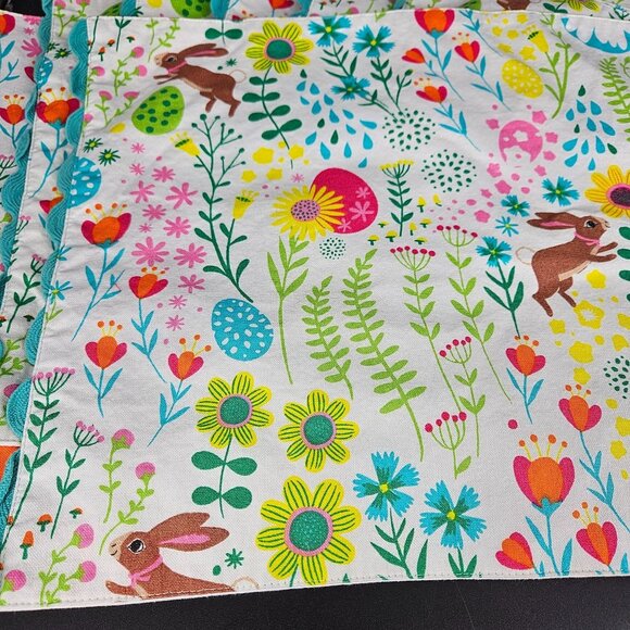 Fabric Placemats Spring Easter Bunny Egg Flowers Blue White Decor 14x17 Lot 7 - Picture 4 of 11